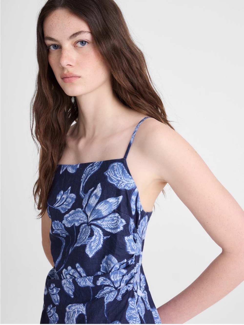 Madewell Navy Blue Floral Square-Neck Midi Dress - Picture 5 of 7
